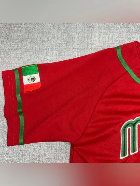 NWT Mitchell & Ness Mexico National Team Baseball Jersey Red Large - Picture 5 of 11